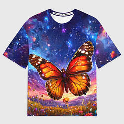 Мужская футболка оверсайз Бабочка в космосе