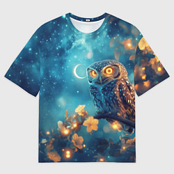 Футболка оверсайз мужская Сова на ветке дерева, цвет: 3D-принт