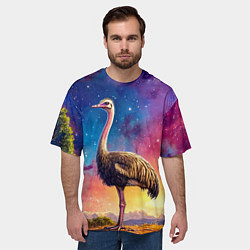 Футболка оверсайз мужская Страус и звездное небо, цвет: 3D-принт — фото 2