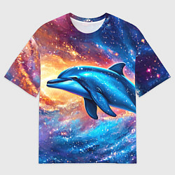 Мужская футболка оверсайз Дельфин в космосе