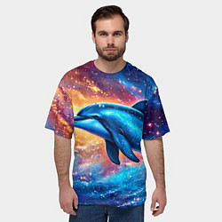 Футболка оверсайз мужская Дельфин в космосе, цвет: 3D-принт — фото 2