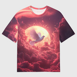 Футболка оверсайз мужская Голубь на фоне луны, цвет: 3D-принт