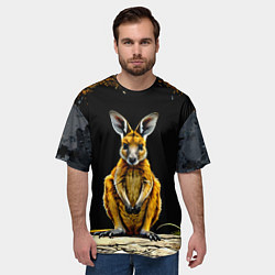 Футболка оверсайз мужская Кенгуру на черном, цвет: 3D-принт — фото 2