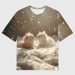 Футболка оверсайз мужская Белые милые котята, цвет: 3D-принт