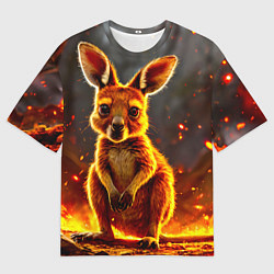 Мужская футболка оверсайз Кенгуру в огне