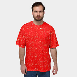 Футболка оверсайз мужская Огненный красный текстура, цвет: 3D-принт — фото 2