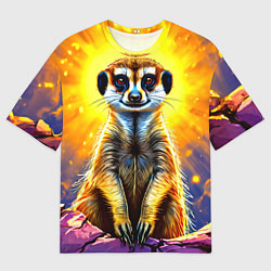 Мужская футболка оверсайз Сурикат в яркиз лучах солнца