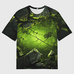 Футболка оверсайз мужская Зеленые разбитые плиты, цвет: 3D-принт