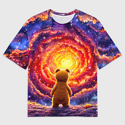 Футболка оверсайз мужская Медвежонок смотрит в космос, цвет: 3D-принт