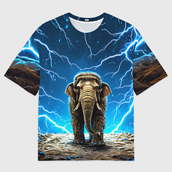 Футболка оверсайз мужская Мамонт и разряды молний, цвет: 3D-принт
