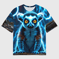 Футболка оверсайз мужская Лемур и удар молнии, цвет: 3D-принт