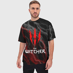 Футболка оверсайз мужская The witcher - геральт- молнии, цвет: 3D-принт — фото 2