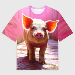 Футболка оверсайз мужская Поросенок в розовом, цвет: 3D-принт