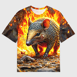 Мужская футболка оверсайз Броненосец в огне