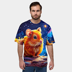 Футболка оверсайз мужская Хомяк и космическое небо, цвет: 3D-принт — фото 2