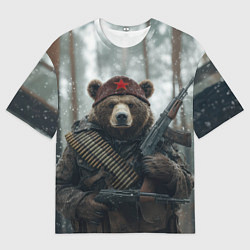 Мужская футболка оверсайз Советский медведь с автоматами