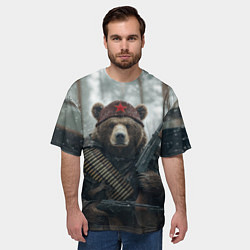 Футболка оверсайз мужская Советский медведь с автоматами, цвет: 3D-принт — фото 2