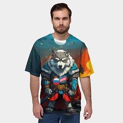 Футболка оверсайз мужская Wolf Russia, цвет: 3D-принт — фото 2
