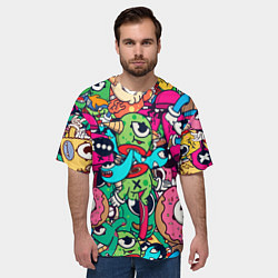 Футболка оверсайз мужская Color doodle monsters, цвет: 3D-принт — фото 2
