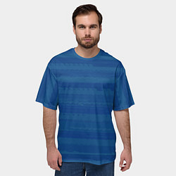 Футболка оверсайз мужская Тёмный серо-синий полосатый, цвет: 3D-принт — фото 2