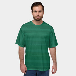Футболка оверсайз мужская Тёмный зелёный текстурные полосы, цвет: 3D-принт — фото 2