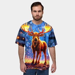Футболка оверсайз мужская Лосенок в лесу, цвет: 3D-принт — фото 2