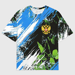 Футболка оверсайз мужская Герб России на камуфляже, цвет: 3D-принт