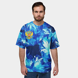 Футболка оверсайз мужская Синий узорный камуфляж, цвет: 3D-принт — фото 2