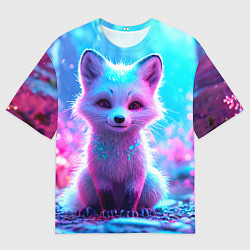 Футболка оверсайз мужская Песец в неоновом свете, цвет: 3D-принт