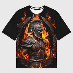 Мужская футболка оверсайз Гладиатор пламени огня