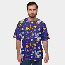Футболка оверсайз мужская Зяблик и крокусы, цвет: 3D-принт — фото 2