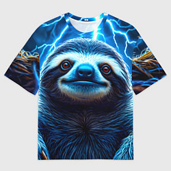 Футболка оверсайз мужская Ленивец в разрядах молний, цвет: 3D-принт