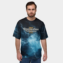 Футболка оверсайз мужская Kingdom Come Deliverance 2 синие молнии, цвет: 3D-принт — фото 2