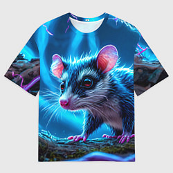 Мужская футболка оверсайз Опоссум в синей туманности