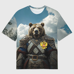 Мужская футболка оверсайз Русский медведь воин