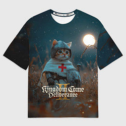 Мужская футболка оверсайз Kingdom Come Deliverance 2 рыцарь котенок