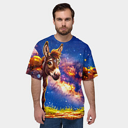 Футболка оверсайз мужская Ослик и звездное небо, цвет: 3D-принт — фото 2