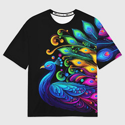 Футболка оверсайз мужская Neon peacock - art, цвет: 3D-принт