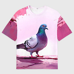 Футболка оверсайз мужская Голубь в розовом, цвет: 3D-принт