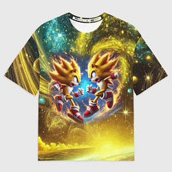 Футболка оверсайз мужская Sonic and Shadow battle in space - movie, цвет: 3D-принт