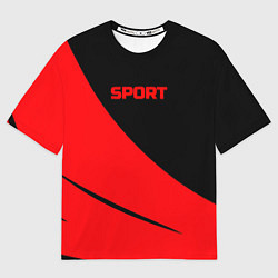 Футболка оверсайз мужская Sport чёрно-красный двуцветный, цвет: 3D-принт