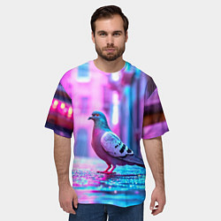 Футболка оверсайз мужская Голубь в ярком городе, цвет: 3D-принт — фото 2