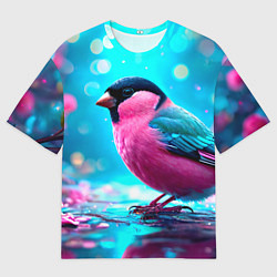 Мужская футболка оверсайз Розовый снегирь
