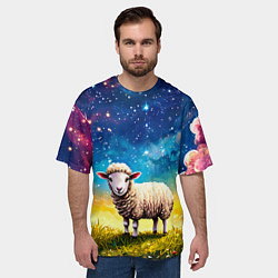 Футболка оверсайз мужская Овечка и звездное небо, цвет: 3D-принт — фото 2