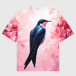 Мужская футболка оверсайз Ласточка в розовом