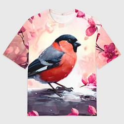 Мужская футболка оверсайз Снегирь в цветах