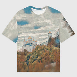 Футболка оверсайз мужская Храм на горе, цвет: 3D-принт