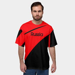 Футболка оверсайз мужская Russia красно-чёрный, цвет: 3D-принт — фото 2