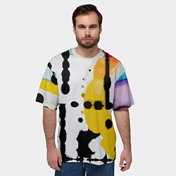 Футболка оверсайз мужская Цветная абстракция - минимализм, цвет: 3D-принт — фото 2
