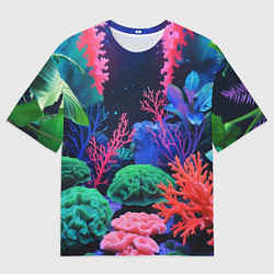 Футболка оверсайз мужская Подводный мир с кораллами, цвет: 3D-принт